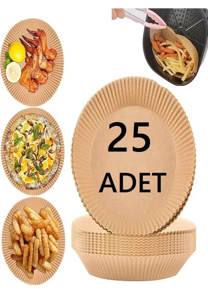 25 Adet Airfryer Pişirme Kağıdı Hava Fritözü Yağsız Fritöz Pişirme Kağıdı 25LI Yağlı Kağıt Air Fryer