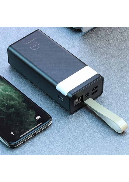 Powerbank Kaliteli Orjinal Markaled Işıklı Şarj Durumu Göstergesi Taşıma Ipli 30000 Mah Ofiste Evde Tatilde Kampda Araba Kolayca Yanında Taşı Güç Bankası Wuw