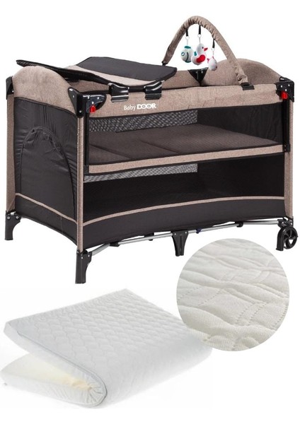 Babydoor 2052 Madre Pro Oyun Parkı 70 x 110 cm Bebek Beşik+Yatak Kahverengi