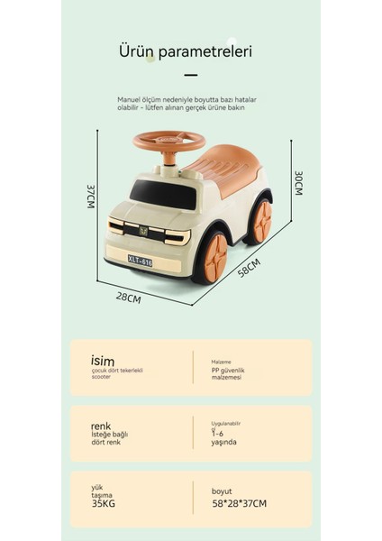Sürgülü Büküm Araba Dört Tekerlekli Sürgülü Denge Aracı 1-3 Yaşında Bebek Yürümeye Başlayan Araba Yo Araba Müzik ile (Yurt Dışından)