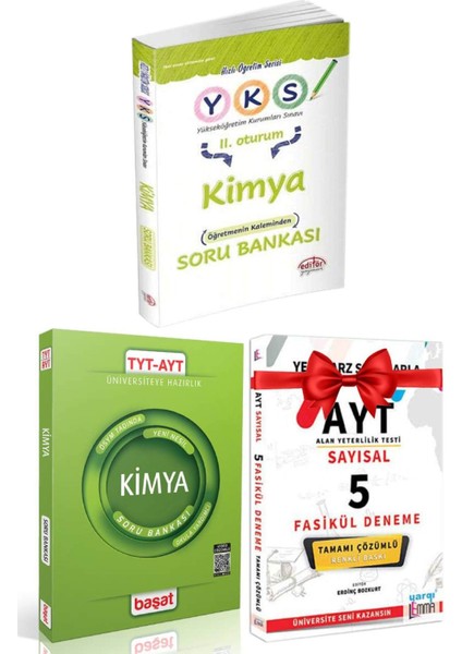 Editör YKS Kimya Soru Bankası + Başat TYT-AYT Kimya Soru Bankası + Lemma AYT Sayısal 5d