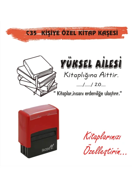 Kitap Kurtlarına ve Kişiye Özel Kitap Mühürü Kitap Kaşesi C35