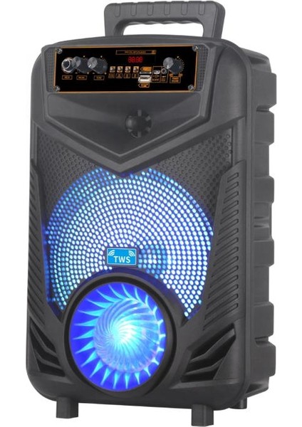 NDR-P44 Mikrofonlu Kumandalı Rgb Ledli Taşınabilir Bluetooth Hoparlör Usb-Tf-Fm Radyo Siyah