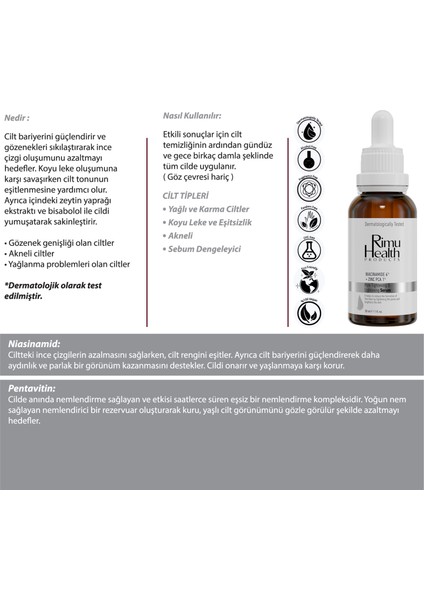 Rimu Health Products Serum 30ML (Niacinamide 6%+Zınc Pca)