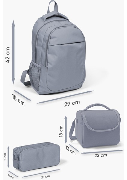 Kids Gri Siyah Kurt Desenli 3’lü Okul Çanta Seti SET0114404 modelleri