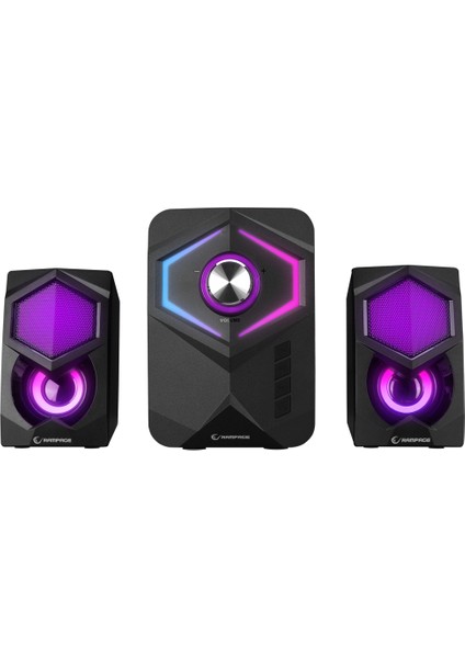 RMS-175BT 2+1 5W*2 Bluetooth+Usb-Tf-Fm Rainbow Aydınlatmalı Gaming Speaker