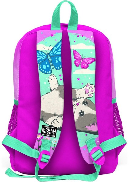 Kids Su Yeşili Pembe Kedi Desenli 2'li Okul Çanta Seti SET0123707 indirimleri