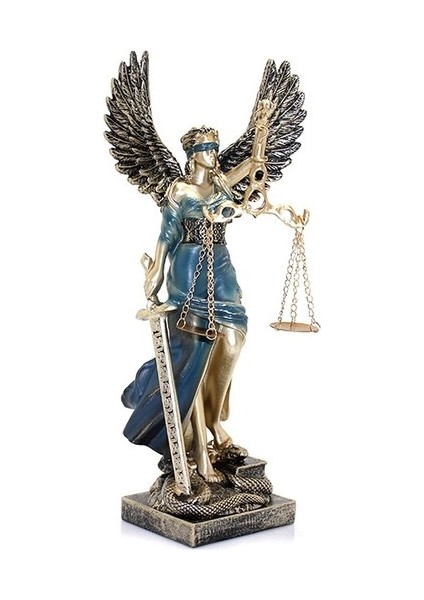 Dekoratif Kanatlı Themis Adalet Kadını Heykeli Biblo 30*12 cm