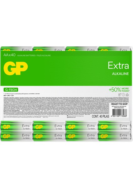 R6 AA Boy Extra Alkalin Kalem Pil 40lı Paket GP15AXET-2EUECS40