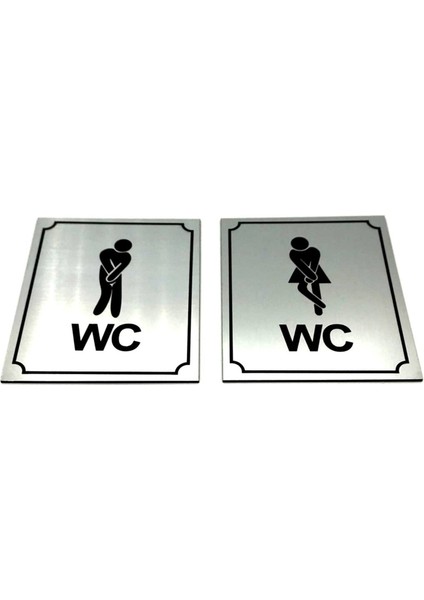 Wc Tuvalet Tabelası Bay Bayan Takım (2 Adet), Kapı Yönlendirme Levhası 13 cm x 16 cm Xl