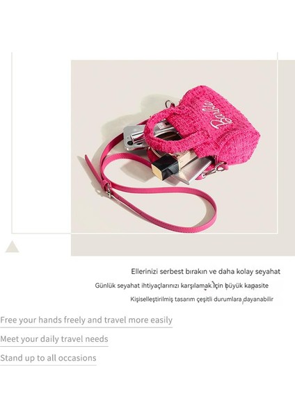 Sevimli Pembe Siyah Barbie Çanta Bayan Kızlar Günlük Giyim Aksesuarları Hangbag Kadın Alışveriş Için Silindirik Askılı Çanta Moda (Yurt Dışından) modelleri