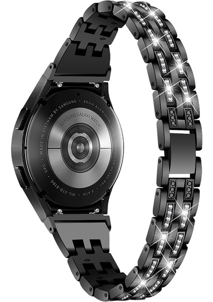 Samsung Galaxy Watch4 Için Active 40MM/44MM/WATCH4 Classic 42MM/46MM Bilezik Metal Izle Band 5 Boncuklar 2 Sıralar Bling Rhinestone Yedek Kayış - Siyah (Yurt Dışından) modelleri
