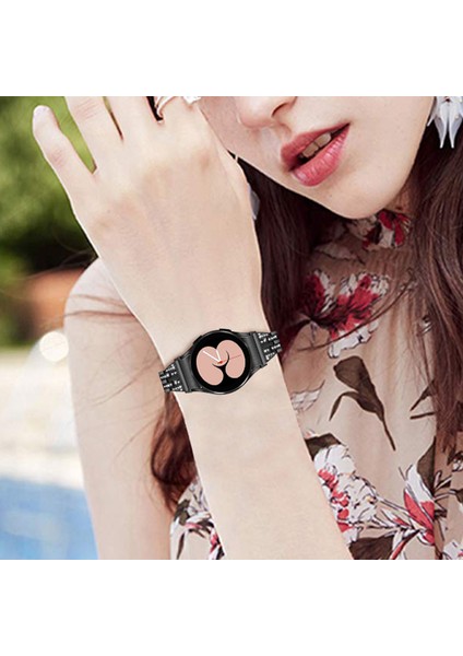 Samsung Galaxy Watch4 Için Active 40MM/44MM/WATCH4 Classic 42MM/46MM Bilezik Metal Izle Band 5 Boncuklar 2 Sıralar Bling Rhinestone Yedek Kayış - Siyah (Yurt Dışından) indirimleri