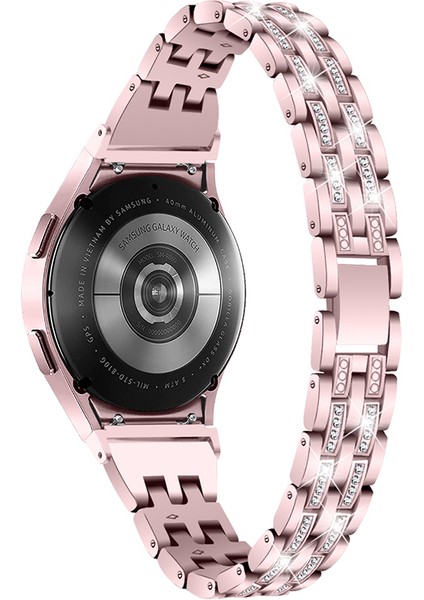 Samsung Galaxy Watch4 Için Active 40MM/44MM/WATCH4 Classic 42MM/46MM Bilezik Metal Izleme Bandı 5 Boncuklar 2 Sıralar Bling Rhinestone Yedek Kayış - Gül Pembe (Yurt Dışından) modelleri
