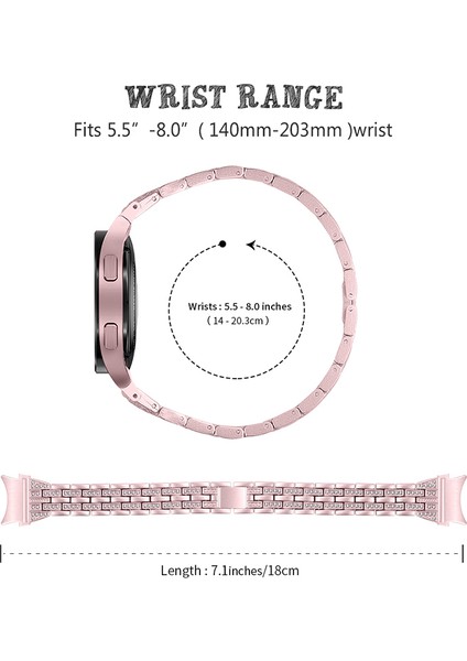 Samsung Galaxy Watch4 Için Active 40MM/44MM/WATCH4 Classic 42MM/46MM Bilezik Metal Izleme Bandı 5 Boncuklar 2 Sıralar Bling Rhinestone Yedek Kayış - Gül Pembe (Yurt Dışından) fırsatları