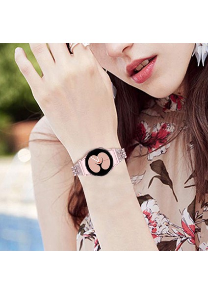 Samsung Galaxy Watch4 Için Active 40MM/44MM/WATCH4 Classic 42MM/46MM Bilezik Metal Izleme Bandı 5 Boncuklar 2 Sıralar Bling Rhinestone Yedek Kayış - Gül Pembe (Yurt Dışından) indirimleri