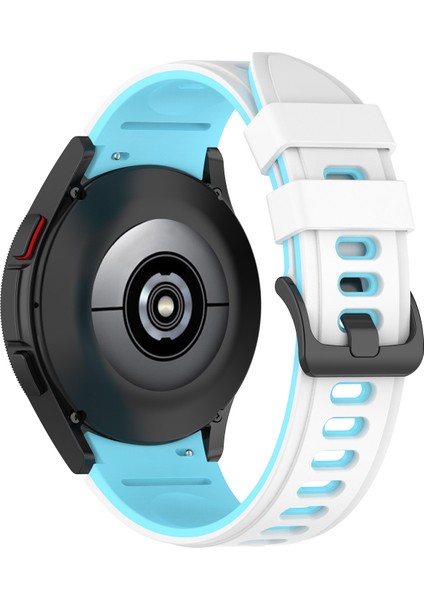 Samsung Galaxy Için 5 40MM / Watch 5 44MM / Watch 5 Pro 45MM / Watch4 40MM / Watch4 44MM / Watch4 Classic 42MM Silikon Izle Band Çift Renk Değiştirme Kayışı - Beyaz / Sky Mavisi (Yurt Dışından)