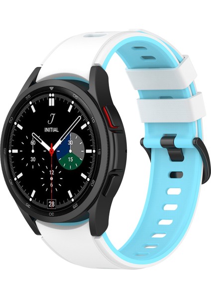 Samsung Galaxy Için 5 40MM / Watch 5 44MM / Watch 5 Pro 45MM / Watch4 40MM / Watch4 44MM / Watch4 Classic 42MM Silikon Izle Band Çift Renk Değiştirme Kayışı - Beyaz / Sky Mavisi (Yurt Dışından) fiyatları