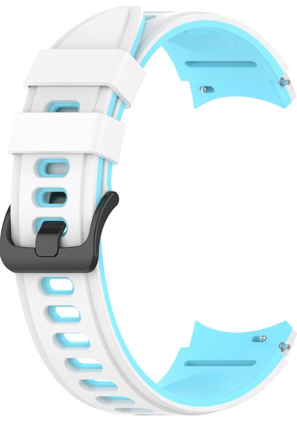 Samsung Galaxy Için 5 40MM / Watch 5 44MM / Watch 5 Pro 45MM / Watch4 40MM / Watch4 44MM / Watch4 Classic 42MM Silikon Izle Band Çift Renk Değiştirme Kayışı - Beyaz / Sky Mavisi (Yurt Dışından) modelleri