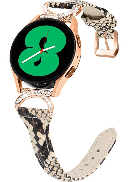 Samsung Galaxy Için Izle 3 41MM / Watch 4/5 40MM 44MM / Watch4 Klasik 42MM Deri Saat Strap 20MM Gül Altın Tokalı Izle Band - Yılan Deseni (Yurt Dışından) fiyatları
