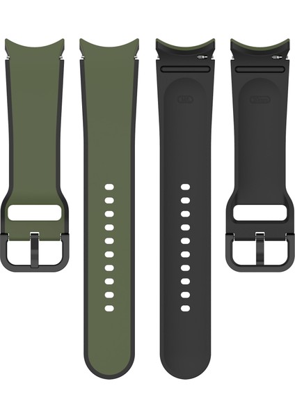 Samsung Galaxy Için 5 40MM / 44MM / Watch 5 Pro 45MM / Watch4 40MM / 44MM Nefes Alabilen Yumuşak Silikon Saat Bandı Çift Renkli Spor Saati - Ordu Yeşil / Siyah (Yurt Dışından) fiyatları