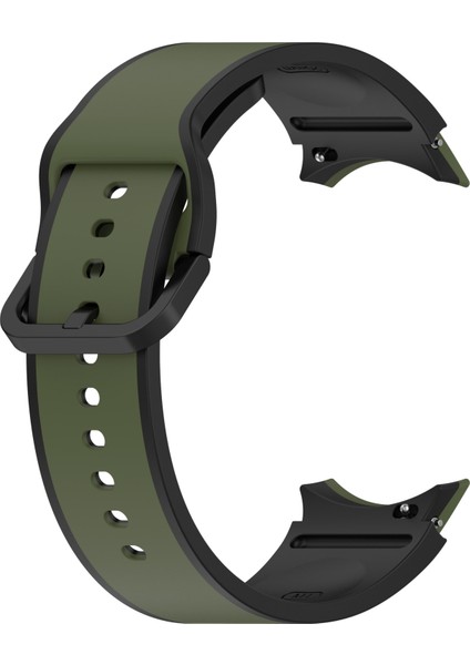 Samsung Galaxy Için 5 40MM / 44MM / Watch 5 Pro 45MM / Watch4 40MM / 44MM Nefes Alabilen Yumuşak Silikon Saat Bandı Çift Renkli Spor Saati - Ordu Yeşil / Siyah (Yurt Dışından) modelleri