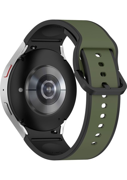 Samsung Galaxy Için 5 40MM / 44MM / Watch 5 Pro 45MM / Watch4 40MM / 44MM Nefes Alabilen Yumuşak Silikon Saat Bandı Çift Renkli Spor Saati - Ordu Yeşil / Siyah (Yurt Dışından) indirimleri