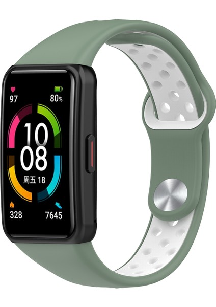 Huawei Band 6 / Honor Band Için 6 Çift Renkli Silikon Silikon Izle Band Ayarlanabilir Bilek Kayışı Değiştirme - Açık Yeşil / Beyaz (Yurt Dışından) indirimleri