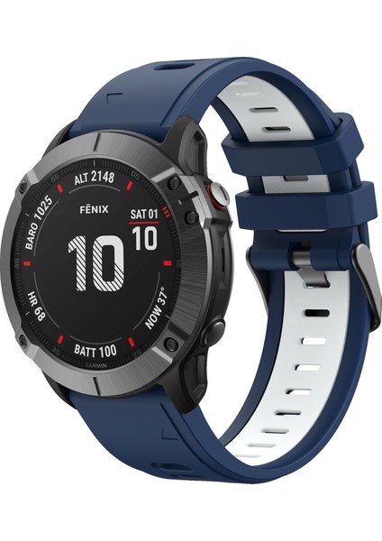 Çift Renk Hızlı Serbest Bırakma Silikon Yedek Garmin Fenix ​​7x/6x Safir Gps/6x Pro/6x Gps/5x Gps/5x Plus - Gece Yarısı Mavi/beyaz Için (Yurt Dışından) fiyatları