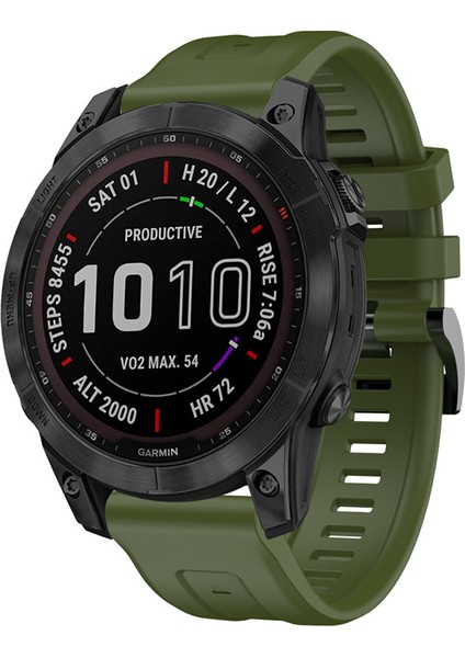 Garmin Fenix ​​7 / Fenix ​​6 Pro / 5 / Amazffit Falcon Için Esnek Silikon Izle Band Değiştirme Tokalı Şık Bilek Kayışı - Ordu Green (Yurt Dışından)