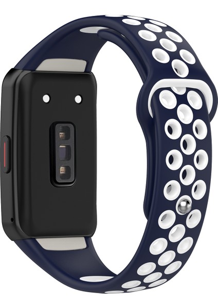 Huawei Band 6 / Honor Band Için 6 Çift Renkli Silikon Silikon Izle Band Ayarlanabilir Bilek Kayışı Değiştirme - Midnight Mavi / Beyaz (Yurt Dışından)