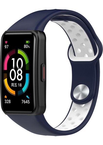 Huawei Band 6 / Honor Band Için 6 Çift Renkli Silikon Silikon Izle Band Ayarlanabilir Bilek Kayışı Değiştirme - Midnight Mavi / Beyaz (Yurt Dışından) indirimleri
