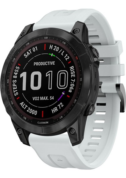 Garmin Fenix ​​7 / Fenix ​​6 Pro / 5 / Amazffit Falcon Için Esnek Silikon Izle Bandı Değiştirme Tokalı Şık Bilek Kayışı - Kaya Beyaz (Yurt Dışından)
