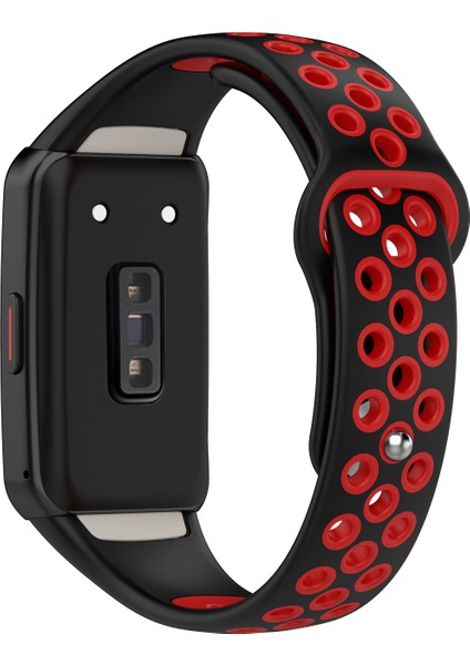 Huawei Band 6 / Honor Band Için 6 Çift Renkli Silikon Silikon Izle Band Ayarlanabilir Bilek Kayışı Değiştirme - Siyah / Kırmızı (Yurt Dışından)