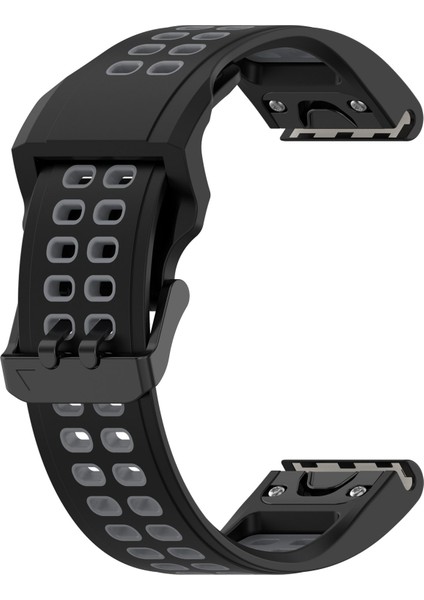 Garmin Iniş MK2S / D2 Delta S / Fenix ​​7s / 6s / 5s Için, Çift Renkli Saat Bandı 20MM Saat Kayış Kayış Silikon Saat Bandı Çift Delikli Tokalı-Siyah / Gri (Yurt Dışından)