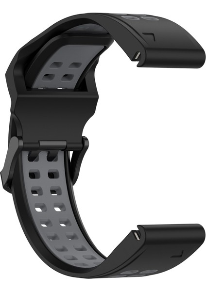 Garmin Iniş MK2S / D2 Delta S / Fenix ​​7s / 6s / 5s Için, Çift Renkli Saat Bandı 20MM Saat Kayış Kayış Silikon Saat Bandı Çift Delikli Tokalı-Siyah / Gri (Yurt Dışından)