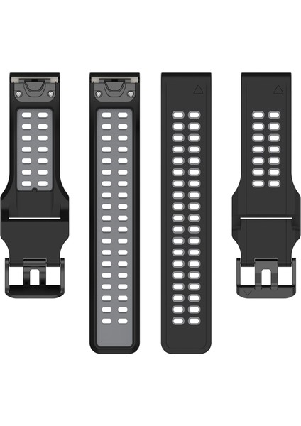 Garmin Iniş MK2S / D2 Delta S / Fenix ​​7s / 6s / 5s Için, Çift Renkli Saat Bandı 20MM Saat Kayış Kayış Silikon Saat Bandı Çift Delikli Tokalı-Siyah / Gri (Yurt Dışından)