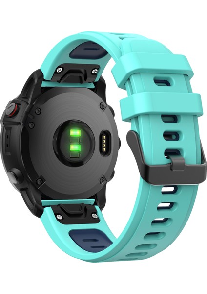 Çift Renk Hızlı Serbest Bırakma Silikon Yedek Garmin Fenix ​​7x/6x Safir Gps/6x Pro/6x Gps/5x Gps/5x Plus - Nane Yeşil/gece Mavisi (Yurt Dışından)