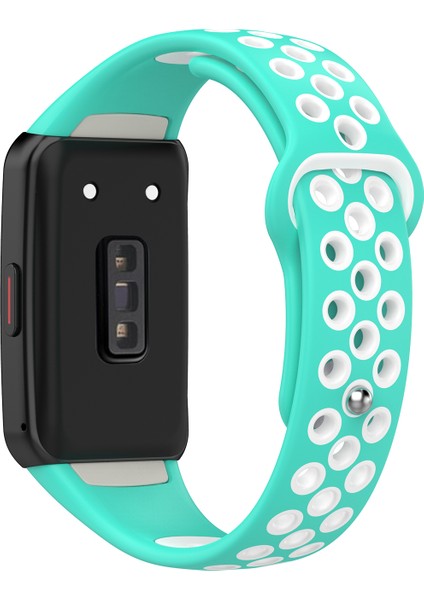 Huawei Band 6 / Honor Band 6 Çift Renkli Silikon Izle Band Ayarlanabilir Bilek Kayışı Değiştirme - Canan / Beyaz (Yurt Dışından)