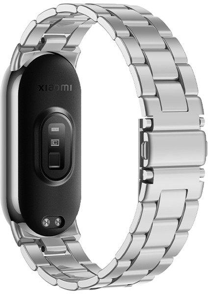 Xiaomi Smart Band 8 Şık 3 Boncuklar Akıllı Saat Metal Bandı Yedek Bilek - Gümüş (Yurt Dışından)