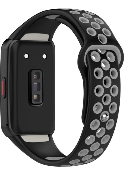 Huawei Band 6 / Honor Band Için 6 Çift Renkli Silikon Silikon Izle Band Ayarlanabilir Bilek Kayışı Değiştirme - Siyah / Gri (Yurt Dışından)