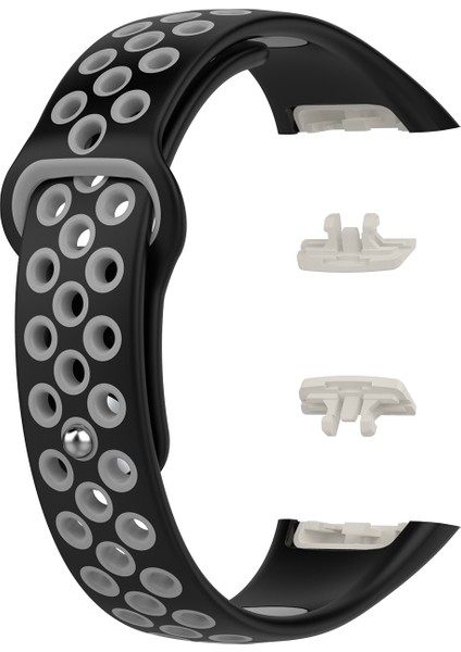 Huawei Band 6 / Honor Band Için 6 Çift Renkli Silikon Silikon Izle Band Ayarlanabilir Bilek Kayışı Değiştirme - Siyah / Gri (Yurt Dışından) indirimleri