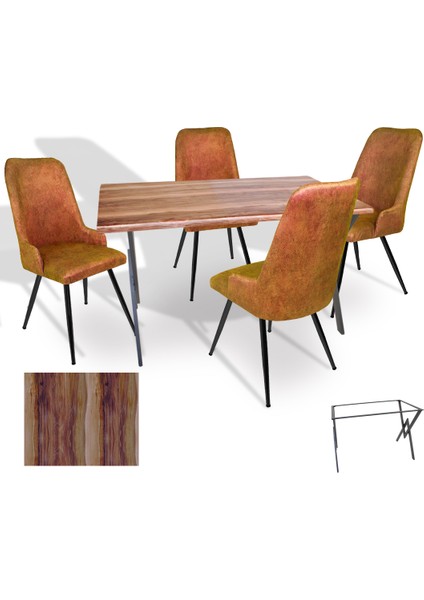 Anemon Werzalit - Çırağan Masa Takımı (80 x 120) - (Indıana Wood - Kiremit)