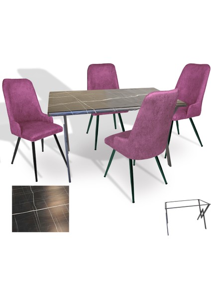 Anemon Werzalit - Çırağan Masa Takımı (80 x 120) - (Palazzo - Mor)