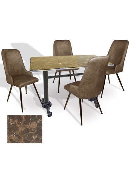 Çipa Werzalit - Çırağan Mutfak Masa Takımı (80 x 120) - (Karacabey Mermer - Kahve)