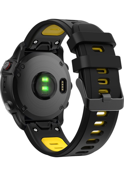 Çift Renk Hızlı Serbest Bırakma Silikon Değiştirme Garmin Fenix ​​7x/6x Safir Gps/6x Pro/6x Gps/5x Gps/5x Plus - Siyah/sarı (Yurt Dışından)