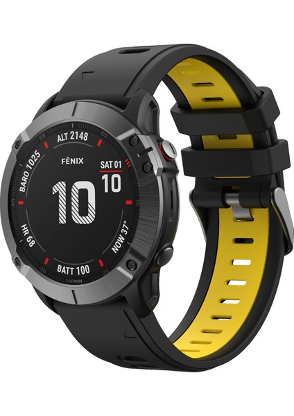 Çift Renk Hızlı Serbest Bırakma Silikon Değiştirme Garmin Fenix ​​7x/6x Safir Gps/6x Pro/6x Gps/5x Gps/5x Plus - Siyah/sarı (Yurt Dışından) fiyatları