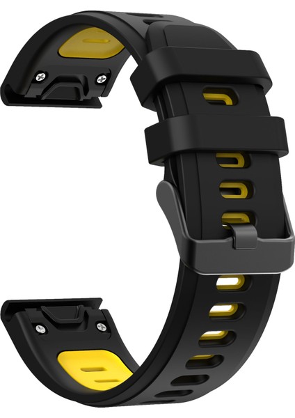 Çift Renk Hızlı Serbest Bırakma Silikon Değiştirme Garmin Fenix ​​7x/6x Safir Gps/6x Pro/6x Gps/5x Gps/5x Plus - Siyah/sarı (Yurt Dışından) modelleri