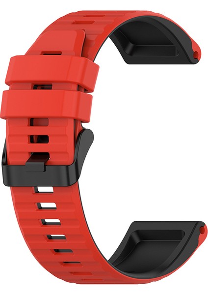 Garmin Fenix ​​7/6/5 Için / Amazfit Falcon Silikon Saat Band 22MM Çift Renk Ayarlanabilir Akıllı Saat Kayışı Değiştirme - Kırmızı / Siyah (Yurt Dışından) modelleri