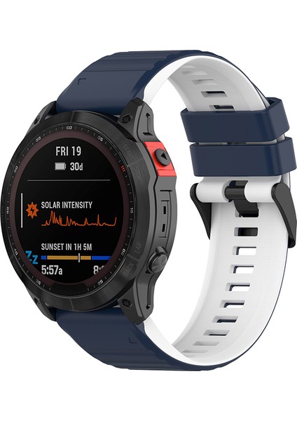 Garmin Fenix ​​7/6/5 Için / Amazfit Falcon Silikon Saat Band 22MM Çift Renk Ayarlanabilir Akıllı Saat Kayışı Değiştirme - Gece Yarısı Mavi / Beyaz (Yurt Dışından)